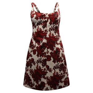 Emilia Wickstead  Talia Floral Print Taffeta Mini Dress in Red Polyester